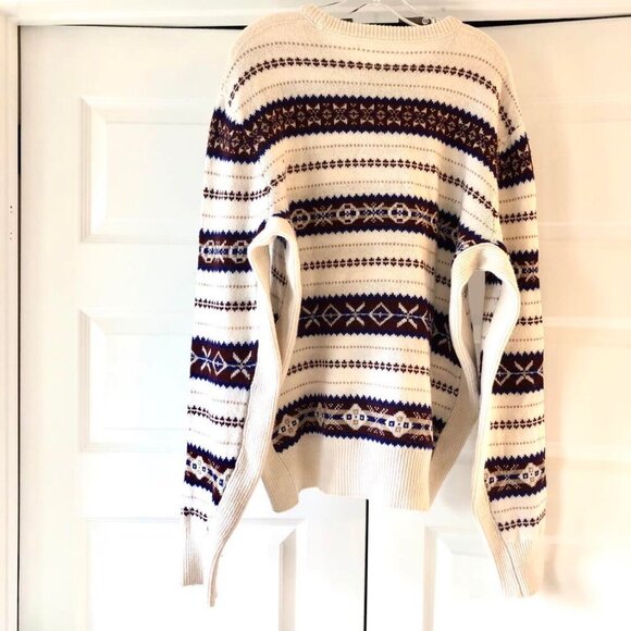 RAG & BONE Wesley Fair Isle Wool Sweater Cream\Navy L MSRP $395 - Picture 7 of 9